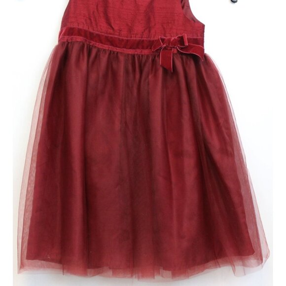 2006 Gymboree Family Portrait Red Silk Dress sz 3T Velvet Bow Long Mesh Formal - Picture 3 of 8